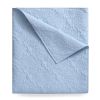 Queen Size Cotton 3-Piece Quilt Set in Blue with Quilted Damask Pattern