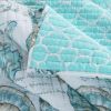 King size Coastal Seashells 3 Piece White Teal Polyester Reversible Quilt Set