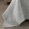 Full/Queen Size 3-Piece Reversible Cotton Yarn Woven Quilt Set in Grey Cream