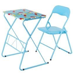 Home School Kids Study Writing Desk and Folding Chair Set