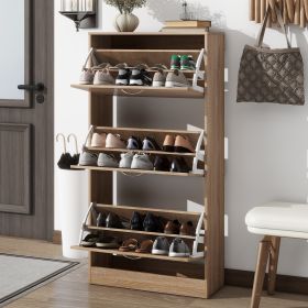 3-Drawer Shoe Storage Cabinet, 3-Tier Wood Shoe Rack Storage Organizer for Entryway - as Pic