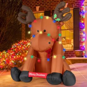 8.5 Feet Tall Christmas Inflatable Reindeer with 24 LED String Lights