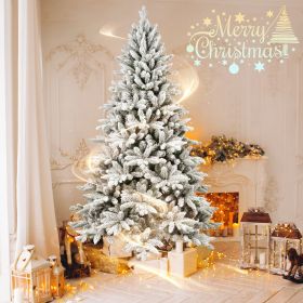 7ft PVC&PE Flocking Hinged Tree Environmentally Friendly Fireproof Artificial Christmas Flocked Tree