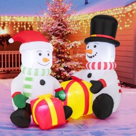 5 Feet 2 Cute Blow-up Snowman Christmas Inflatables with Gift Boxes