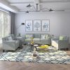 U_STYLE Button Tufted 3 Piece Chair Loveseat Sofa Set - as Pic