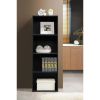 4-Shelf Wood Bookcase - Black