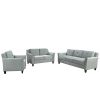 U_STYLE Button Tufted 3 Piece Chair Loveseat Sofa Set - as Pic