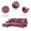 84 " Convertible Sectional Sofa, Modern Chenille L-Shaped Sofa Couch with Reversible Chaise Lounge, Fit for Living Room, Apartment(2 Pillows)   - Pink