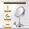 8-inch Makeup Mirror with Lights, Double Sided 1X/10X Magnifying Mirror, 3 Color Lighting Dimmable Vanity Mirror with 360° Swivel , Built-In Battery O