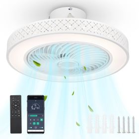 Ceiling fan light with remote control and APP control (Color: as Pic)