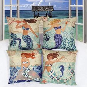 Moods Of A Mermaid Cushion Covers (Design: Mermaid With A Shell)