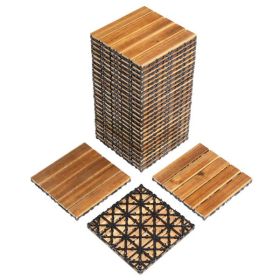 27pcs Wood Interlocking Deck Tiles 11.8"x11.8", Waterproof Flooring Tiles for Indoor and Outdoor (Color: as picture)