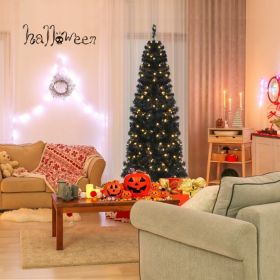 Pre-lit Christmas Halloween Tree with PVC Branch Tips and Warm White Lights (size: 6ft)